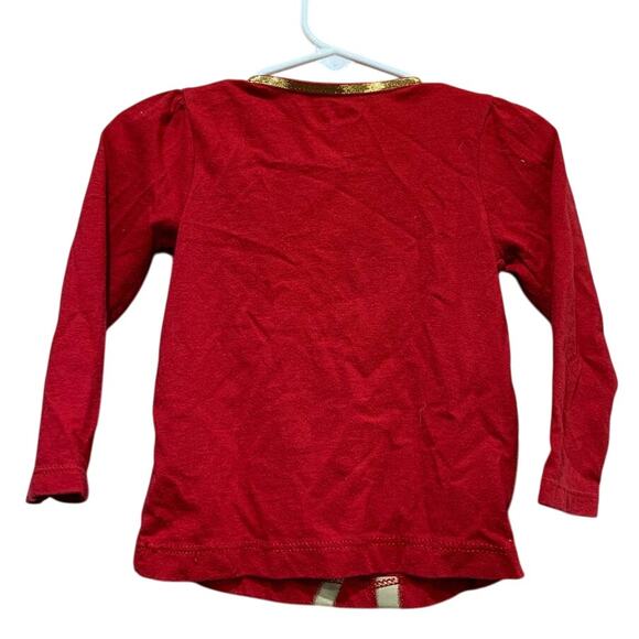 Holiday Time 18M Girls Christmas Shine Bright Glitter Reindeer w Plaid Bow Tee - Picture 3 of 3